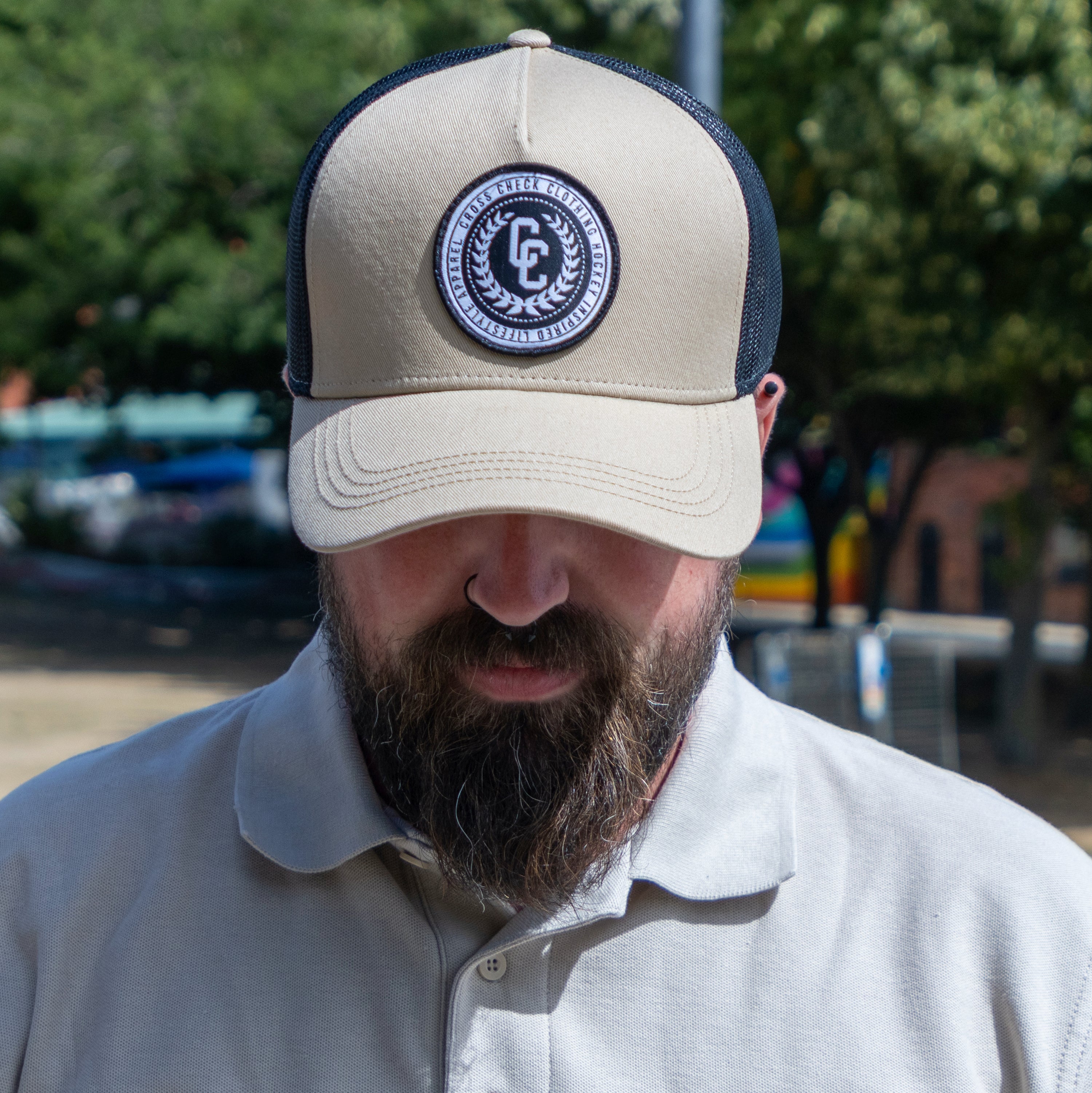 College Badge Cap Beige - Cross Check Clothing